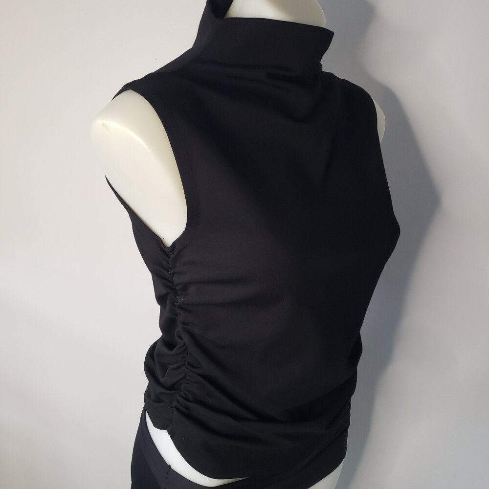 Jet Black Studio Black Mock Turtleneck Top with Ruge Scrunched Sides